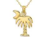  10K Yellow Gold Charleston Palm Tree Charm Pendant Necklace with Chain
